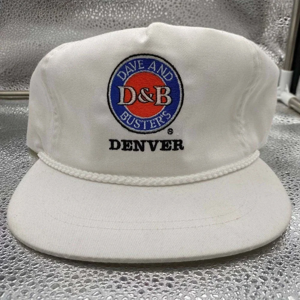 Dave and Busters Hat Mens OSFA‎ White Denver Rope Snapback Vintage Arcade Cap